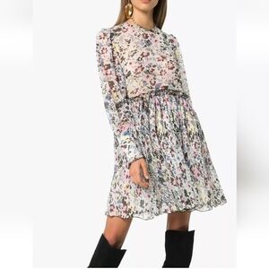 GANNI Floral Pleated Georgette Dress "Egrite” size EU 40/ Large